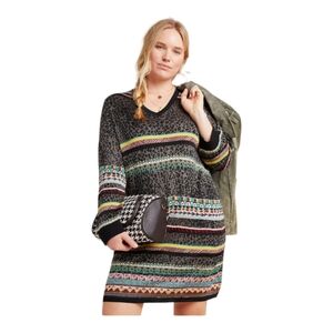 Aldomartins Anthropoligie Anna Geometric-Detailed Leopard-Print Jumper Dress 1X